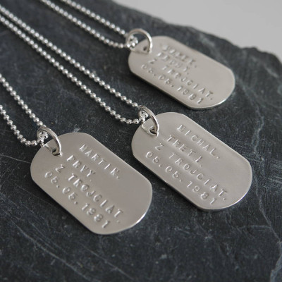 Personalized Solid Silver Identity Dog Tags - Handmade By AOL Special