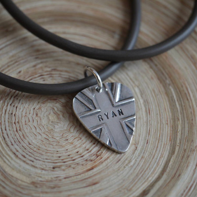 Personalized Silver Union Jack Plectrum - Handmade By AOL Special