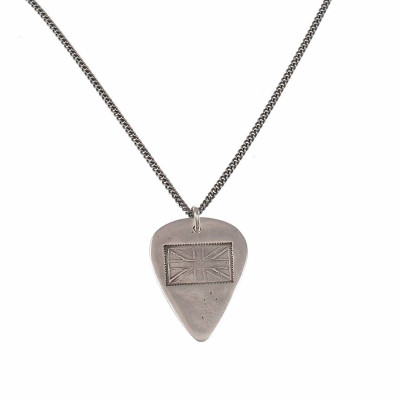 British Flag Stamp Silver Plectrum Necklace - Handmade By AOL Special
