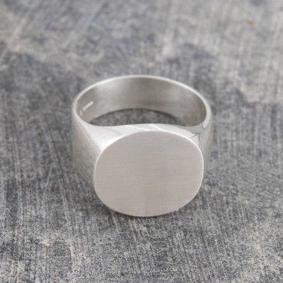 Mens Solid Silver/Gold Circular Signet Ring - Handmade By AOL Special