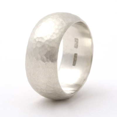 Chunky Sterling Silver Rounded Hammered Ring - Handmade By AOL Special