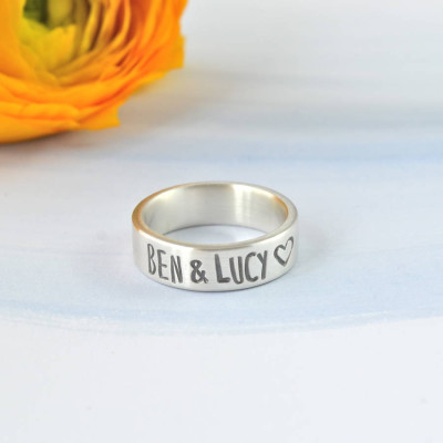 Couples Personalized Silver Band - Handmade By AOL Special