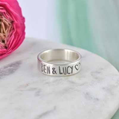 Couples Personalized Silver Band - Handmade By AOL Special