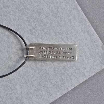 Dads Silver Hidden Message Necklace - Handmade By AOL Special