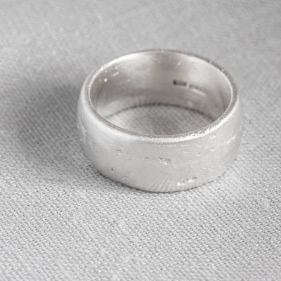Sterling Silver Domed Sand Cast Wedding Ring - Handmade By AOL Special