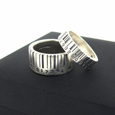 Extra Wide Silver Barcode Ring - Handmade By AOL Special
