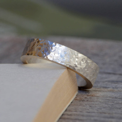 Personalized Textured Wedding Band In Sterling Silver - Handmade By AOL Special