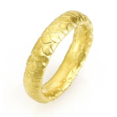 Gents Fish Scale Pattern Wedding Ring In 18ct Gold - Handmade By AOL Special