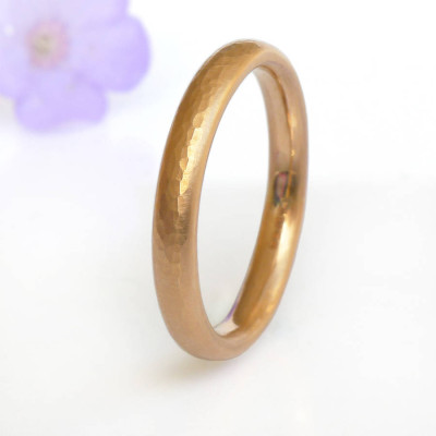 Hammered Comfort Fit Wedding Ring, 18ct Gold - Handmade By AOL Special
