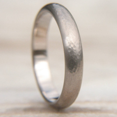 Hammered Wedding Ring In 18ct White Gold - Handmade By AOL Special