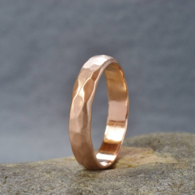 Handmade 18ct Rose Gold Hammered Wedding Ring - Handmade By AOL Special