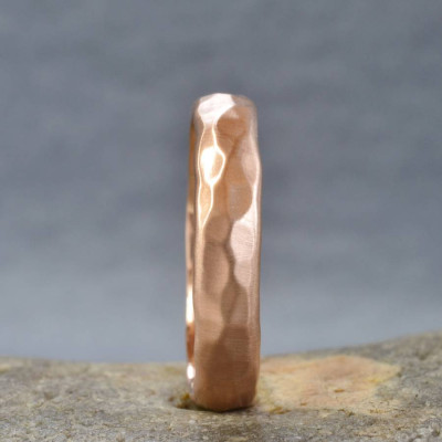 Handmade 18ct Rose Gold Hammered Wedding Ring - Handmade By AOL Special