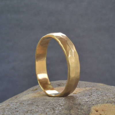 18ct Gold Handmade Hammered Wedding Ring - Handmade By AOL Special