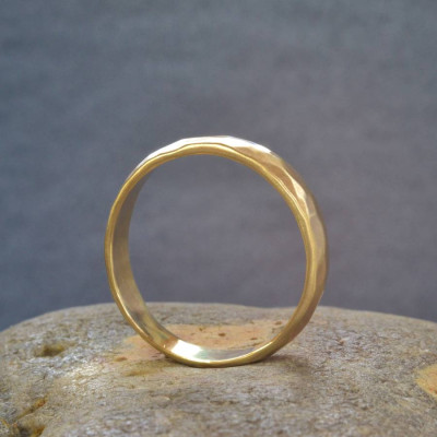 18ct Gold Handmade Hammered Wedding Ring - Handmade By AOL Special