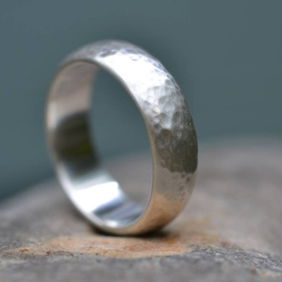 Handmade Silver Wedding Ring Lightly Hammered Finish - Handmade By AOL Special