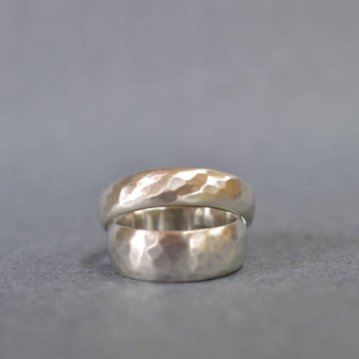 Handmade Silver Wedding Ring With Hammered Finish - Handmade By AOL Special