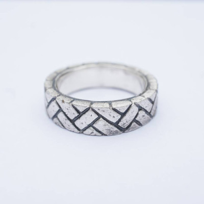 Herringbone Brick Silver Ring - Handmade By AOL Special