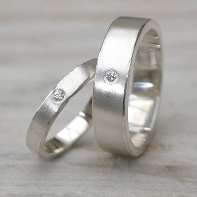 His And Hers Silver Wedding Rings - Handmade By AOL Special