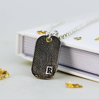 Inked Fingerprint Dog Tag Necklace - Handmade By AOL Special