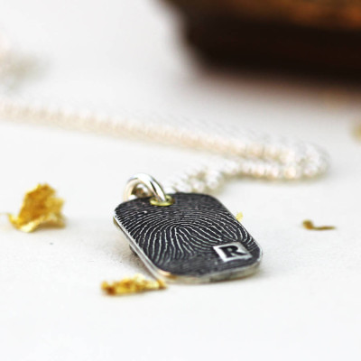 Inked Fingerprint Dog Tag Necklace - Handmade By AOL Special