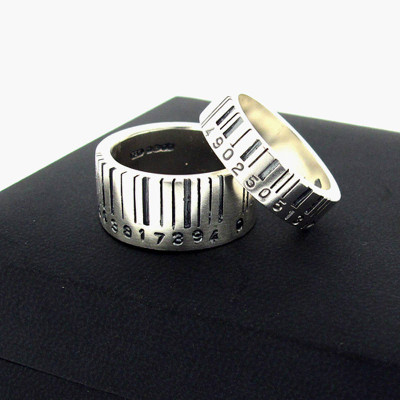 Medium Silver Barcode Ring - Handmade By AOL Special