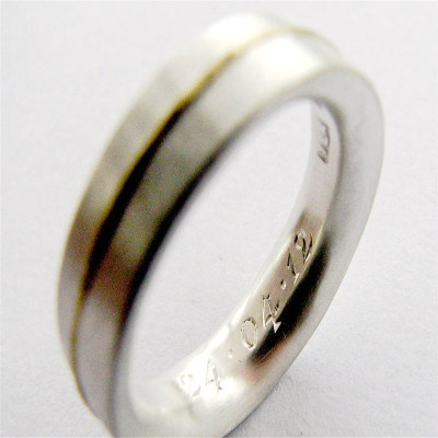 Medium Sterling Silver Ring With 18ct Gold Detail - Handmade By AOL Special