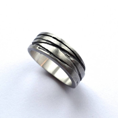 Silver Texture Bound Ring - Handmade By AOL Special