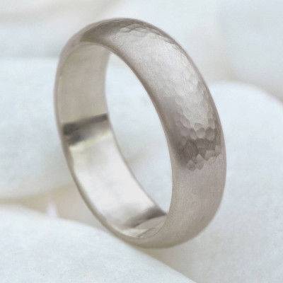 Mens 6mm Hammered Ring In 18ct Gold - Handmade By AOL Special