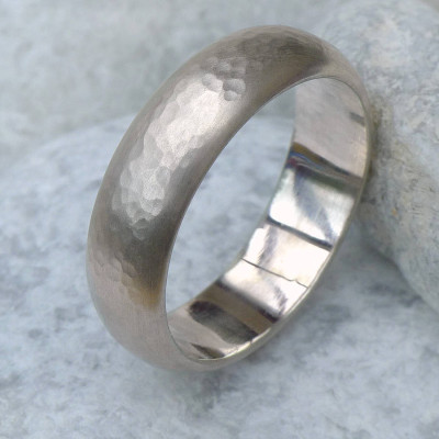 Mens 6mm Hammered Ring In 18ct Gold - Handmade By AOL Special