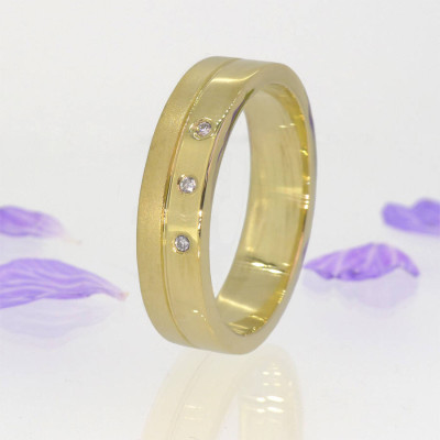Mens Contemporary Diamond Ring In 18ct Gold - Handmade By AOL Special