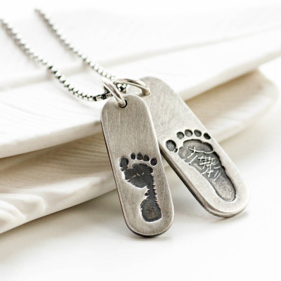 Mens Double Footprint Tag Necklace - Handmade By AOL Special