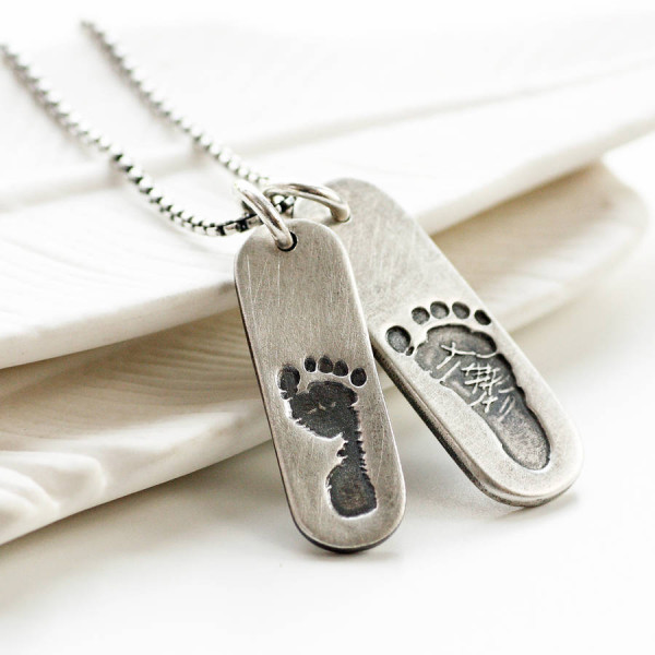 Mens Double Footprint Tag Necklace - Handmade By AOL Special