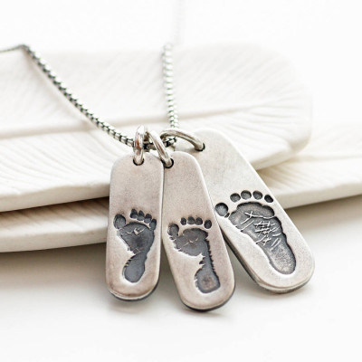 Mens Footprint Trio Tag Necklace - Handmade By AOL Special