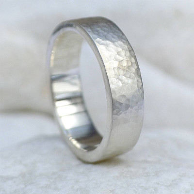 Mens Hammered Ring, Silver Or 18ct Gold - Handmade By AOL Special