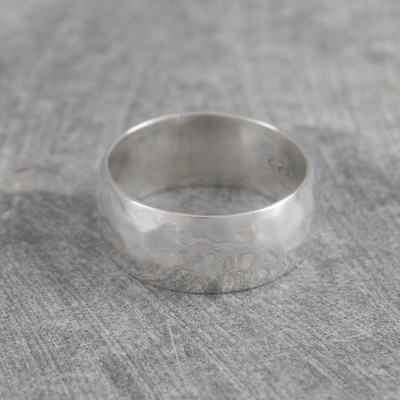 Mens Hammered Sterling Silver Ring - Handmade By AOL Special