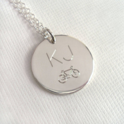Mens Engraved Monogram Bike Necklace - Handmade By AOL Special