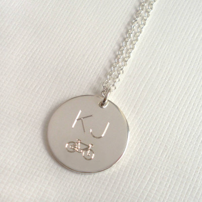 Mens Engraved Monogram Bike Necklace - Handmade By AOL Special