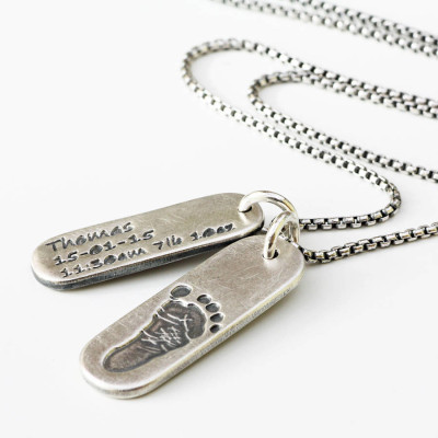 Mens Personalized Footprint Tag Necklace - Handmade By AOL Special