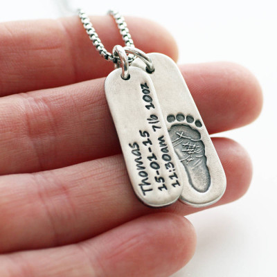 Mens Personalized Footprint Tag Necklace - Handmade By AOL Special
