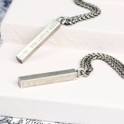 Mens Personalized Metal Bar Necklace - Handmade By AOL Special