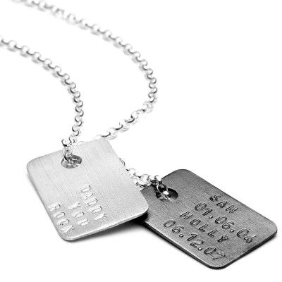 Mens Personalized Silver Tag Necklace - Handmade By AOL Special