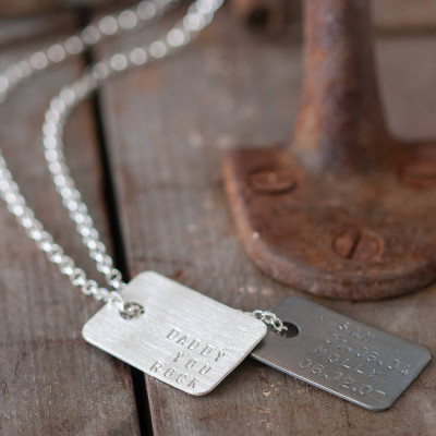 Mens Personalized Silver Tag Necklace - Handmade By AOL Special