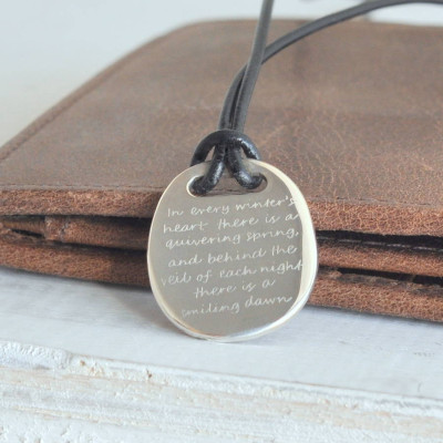 Mens Silver Quote Necklace - Handmade By AOL Special