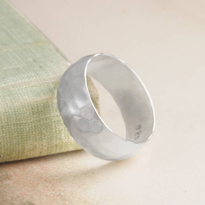 Mens Hammered Sterling Silver Ring - Handmade By AOL Special
