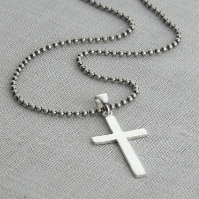 Mens Sterling Silver Cross And Chain - Handmade By AOL Special