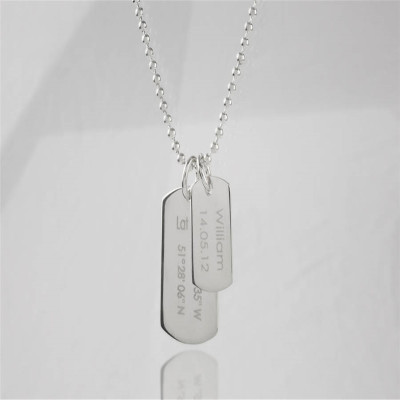 Mens Birth Day Celebration Dog Tags Necklace - Handmade By AOL Special