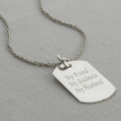 Personalized Polished Sterling Silver Dog Tag Necklace - Handmade By AOL Special