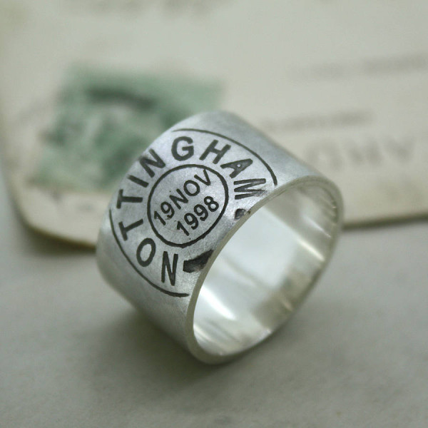 Mens Personalized Place And Date Ring - Handmade By AOL Special