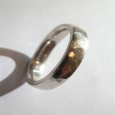 Mens Silver Hammered Ring - Handmade By AOL Special