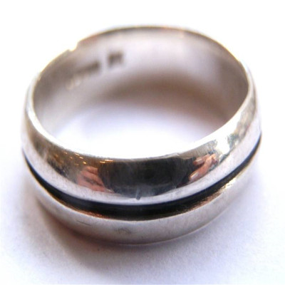 Mens Silver Oxidized Band Ring - Handmade By AOL Special